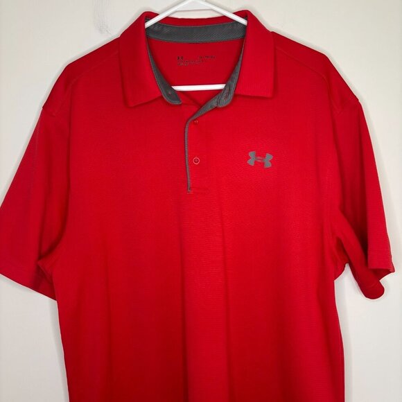 UNDER ARMOUR UA Tech Polo Mens XL Red Wicking Breathable - Picture 2 of 7